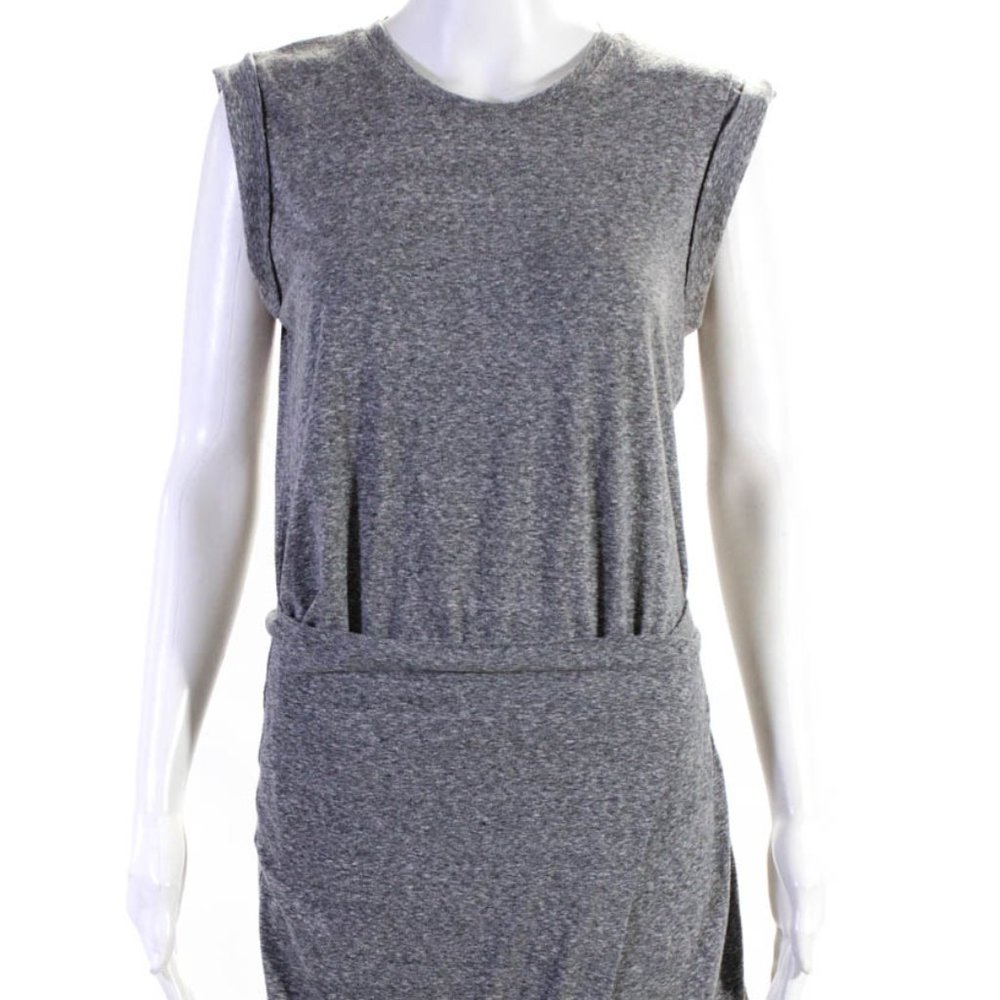 Club Monaco Womens Short Sleeve Knit Wrap Sheath Dress Gray Size Small